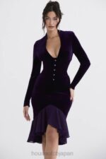 衣類 House of CB ダーナ ダークパープル ベルベット コルセット ドレス 0N8J327 - Image 8