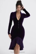 衣類 House of CB ダーナ ダークパープル ベルベット コルセット ドレス 0N8J327 - Image 9