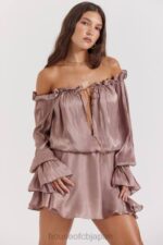 衣類 House of CB チャヤ ヘーゼルナッツ オフショルダー ドレス 0N8J177 - Image 12