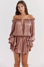 衣類 House of CB チャヤ ヘーゼルナッツ オフショルダー ドレス 0N8J177 - Image 10