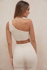 衣類 House of CB チャーリークリームシェニールワンショルダークロップトップ 0N8J781 - Image 4