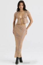 衣類 House of CB ディアナ シマー カフェオレ バイアスカット マキシスカート 0N8J890 - Image 5
