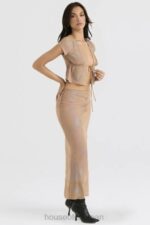 衣類 House of CB ディアナ シマー カフェオレ バイアスカット マキシスカート 0N8J890 - Image 6