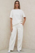 衣類 House of CB ディナ オフホワイト ストレートレッグ スウェット パンツ 0N8J1002 - Image 2