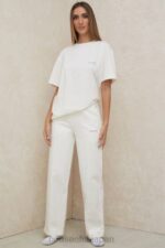 衣類 House of CB ディナ オフホワイト ストレートレッグ スウェット パンツ 0N8J1002 - Image 3