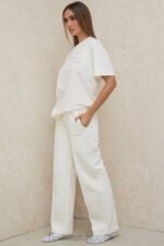 衣類 House of CB ディナ オフホワイト ストレートレッグ スウェット パンツ 0N8J1002 - Image 4