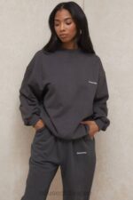 衣類 House of CB トミー チャコール オーバーサイズ クルーネック スウェットシャツ 0N8J801 - Image 8
