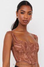 衣類 House of CB ニネッタ スワールプリント メッシュコルセット 0N8J86 - Image 5