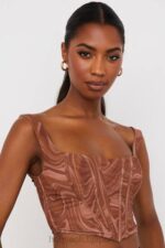 衣類 House of CB ニネッタ スワールプリント メッシュコルセット 0N8J86 - Image 6
