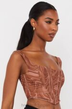 衣類 House of CB ニネッタ スワールプリント メッシュコルセット 0N8J86 - Image 7