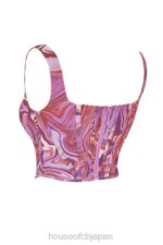 衣類 House of CB ニネッタ パープル スワール プリント メッシュ コルセット 0N8J85 - Image 3