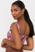 衣類 House of CB ニネッタ パープル スワール プリント メッシュ コルセット 0N8J85 - Image 9
