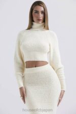 衣類 House of CB ニヤラ クリーム ソフト ブークレ ニット クロップド セーター 0N8J660 - Image 9