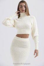 衣類 House of CB ニヤラ クリーム ソフト ブークレ ニット クロップド セーター 0N8J660 - Image 10