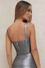 衣類 House of CB ハンナシルバークロップドコルセットトップ 0N8J97 - Image 8