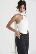 衣類 House of CB ファラ アイボリー サテン ラップネック ボディスーツ 0N8J710 - Image 5