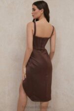 衣類 House of CB フェイ チョコレートサテンコルセットドレス 0N8J582 - Image 6