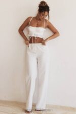 衣類 House of CB フランキー ホワイト ブロデリー アングレ パンツ 0N8J859 - Image 4