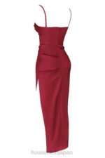 衣類 House of CB フローラ ワイン サテン プリーツ コルセット ミディドレス 0N8J515 - Image 7