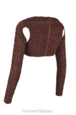 衣類 House of CB ブライス チョコレート プリント シャーリング メッシュ カットアウト クロップド トップ 0N8J755 - Image 5