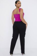 衣類 House of CB ブレアナ ブラック レースアップ カーゴ パンツ 0N8J957 - Image 9