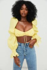 衣類 House of CB ヘンリエッタ レモン フローラル シャーリング ブラレット トップ 0N8J746 - Image 3