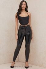 衣類 House of CB ヘーゼルブラックサテンタイバッククロップトップ 0N8J773 - Image 8