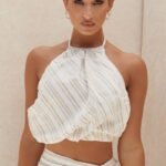 衣類 House of CB ベット リネンブレンド バックレスホルタートップ 0N8J806