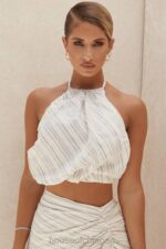 衣類 House of CB ベット リネンブレンド バックレスホルタートップ 0N8J806