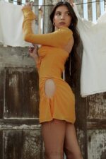 衣類 House of CB ベビータンジェリンシフォンホルターミニドレス 0N8J421 - Image 4