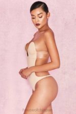 衣類 House of CB ベージュ プランジ自己粘着バックレス ボディスーツ 0N8J822 - Image 5