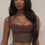 衣類 House of CB ペルセポネ チョコレートギャザーコルセットトップ 0N8J91
