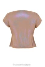 衣類 House of CB マイア シマー カフェオレ タイ フロント トップ 0N8J700 - Image 8