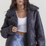 衣類 House of CB マッデングレー ビーガン シアリング アビエーター ジャケット 0N8J1026