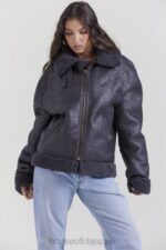 衣類 House of CB マッデングレー ビーガン シアリング アビエーター ジャケット 0N8J1026 - Image 6
