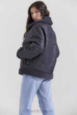 衣類 House of CB マッデングレー ビーガン シアリング アビエーター ジャケット 0N8J1026 - Image 8