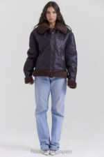 衣類 House of CB マッデンブラウン ビーガン ムートン アビエーター ジャケット 0N8J1025 - Image 5