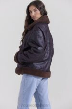 衣類 House of CB マッデンブラウン ビーガン ムートン アビエーター ジャケット 0N8J1025 - Image 9