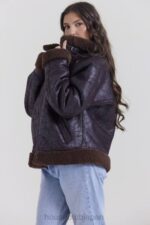 衣類 House of CB マッデンブラウン ビーガン ムートン アビエーター ジャケット 0N8J1025 - Image 10