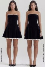 衣類 House of CB マリラ ブラック ベルベット ストラップレス ドレス 0N8J123 - Image 4