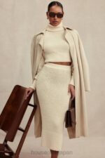 衣類 House of CB ミシュカ クリームソフトブークレニットミディスカート 0N8J831 - Image 6
