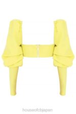 衣類 House of CB ミストレス ロックス タフ ラブ レモン パフ スリーブ クロップド トップ 0N8J754 - Image 3