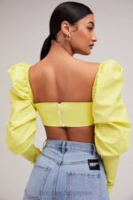 衣類 House of CB ミストレス ロックス タフ ラブ レモン パフ スリーブ クロップド トップ 0N8J754 - Image 9