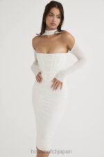 衣類 House of CB ミラローズ ホワイト メッシュ コルセット ミディ ドレス 0N8J484 - Image 15