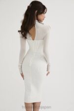 衣類 House of CB ミラローズ ホワイト メッシュ コルセット ミディ ドレス 0N8J484 - Image 18