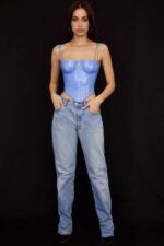 衣類 House of CB メリッサ コーンフラワー ブルー ビーガン レザー コルセット 0N8J65 - Image 4