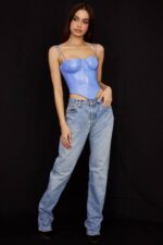 衣類 House of CB メリッサ コーンフラワー ブルー ビーガン レザー コルセット 0N8J65 - Image 5