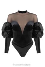 衣類 House of CB モニーク ブラック ベルベットとチュール ボディスーツ 0N8J775 - Image 4