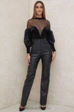 衣類 House of CB モニーク ブラック ベルベットとチュール ボディスーツ 0N8J775 - Image 9