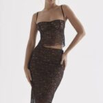 衣類 House of CB ヨランダ ブラックレースミディスカート 0N8J874